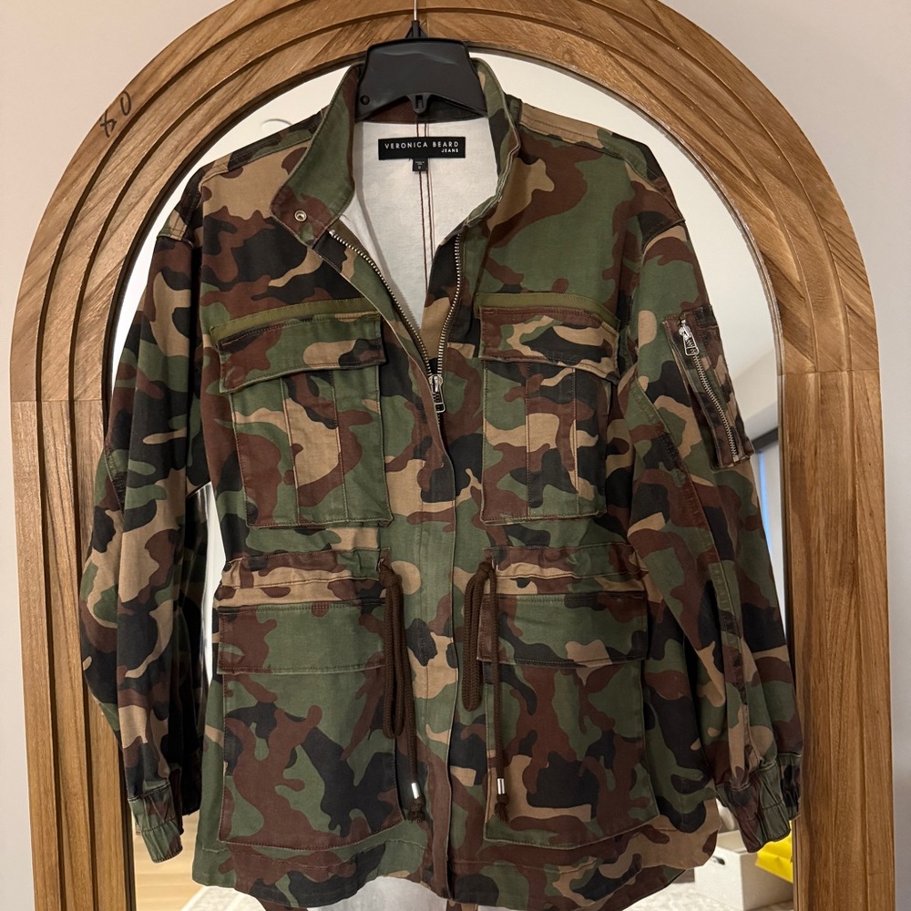Veronica Beard Sumner Camouflage Utility Jacket Small  Cotton Canvas Retail $450 - Picture 2 of 11